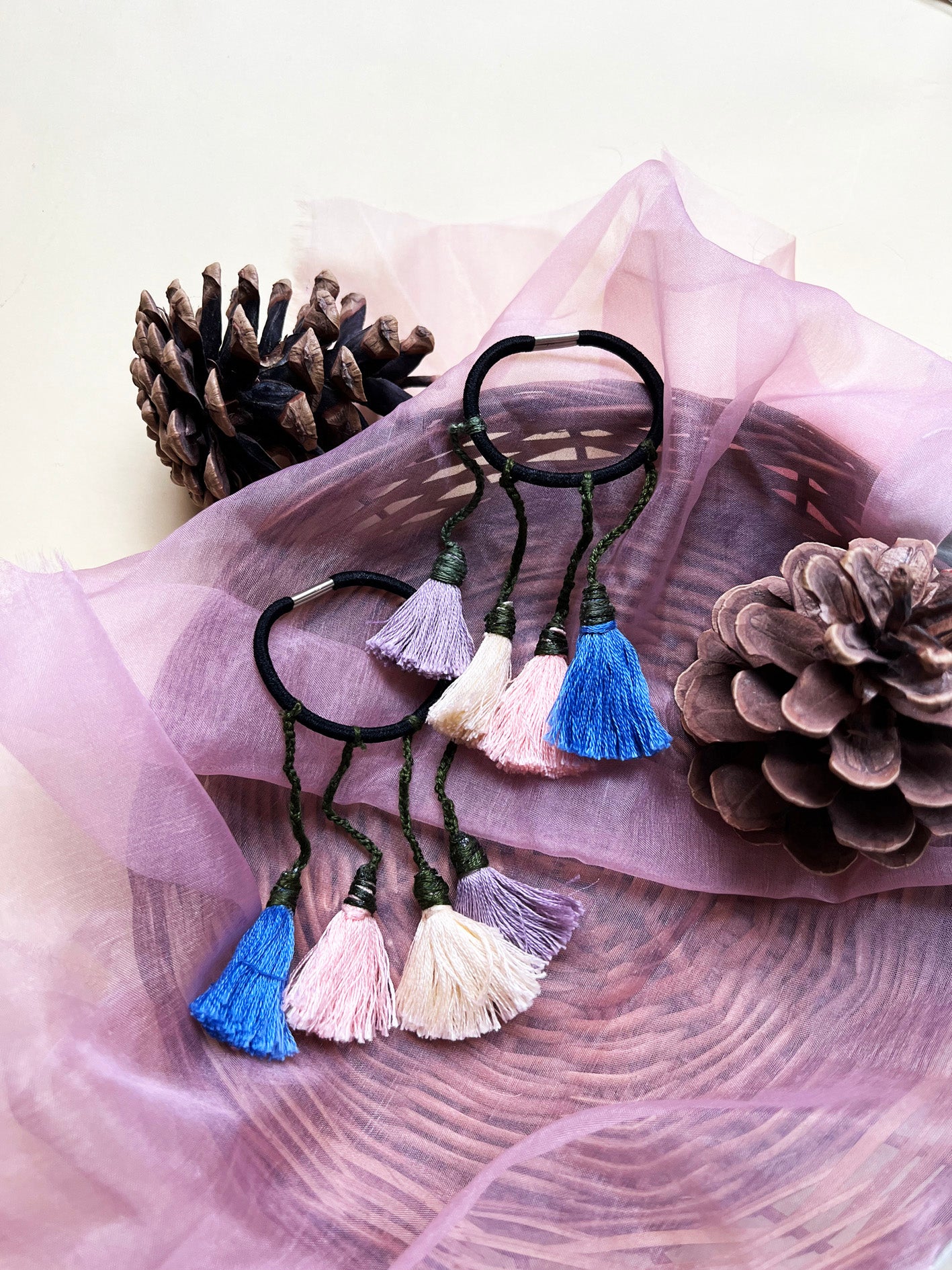 Colorful Handmade Tassel hair ties 1 | Set of 2