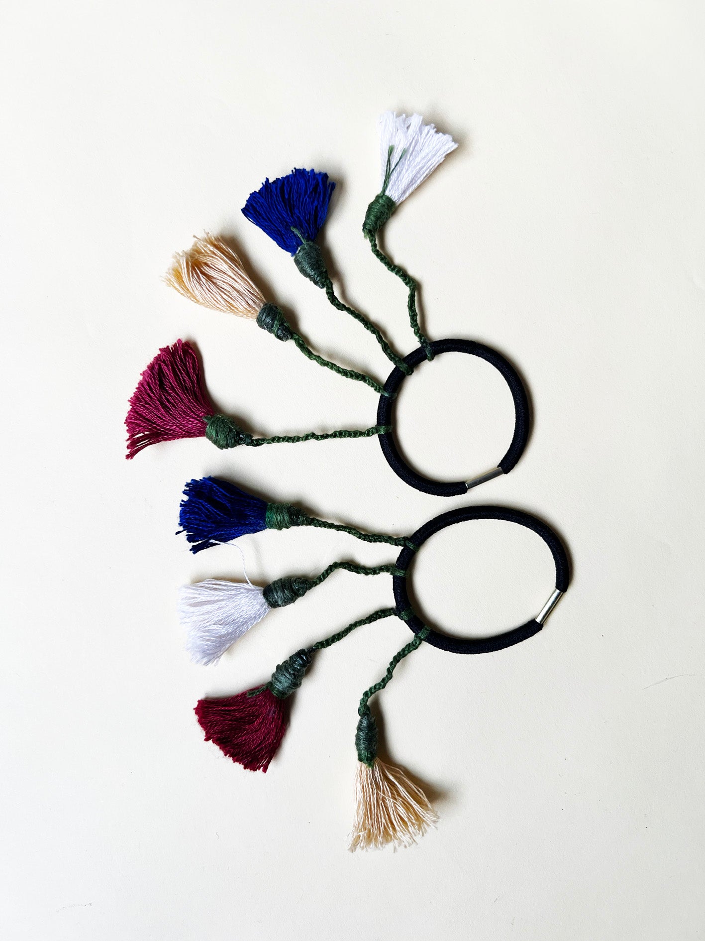 Colorful Handmade Tassel hair ties 5 | Set of 2