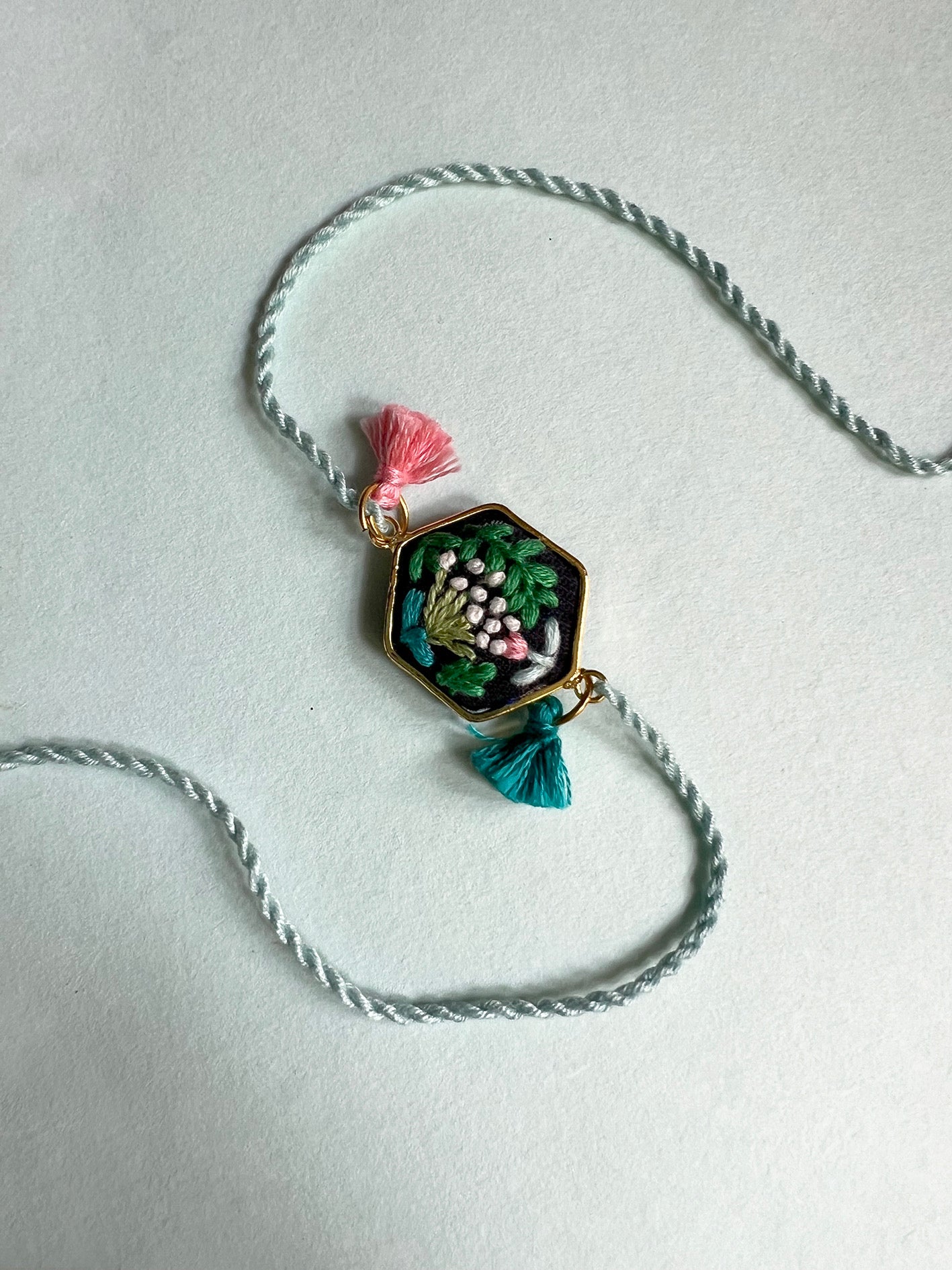 Navy Floral Hexa Rakhi