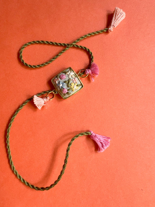 Light Green Floral Square Rakhi