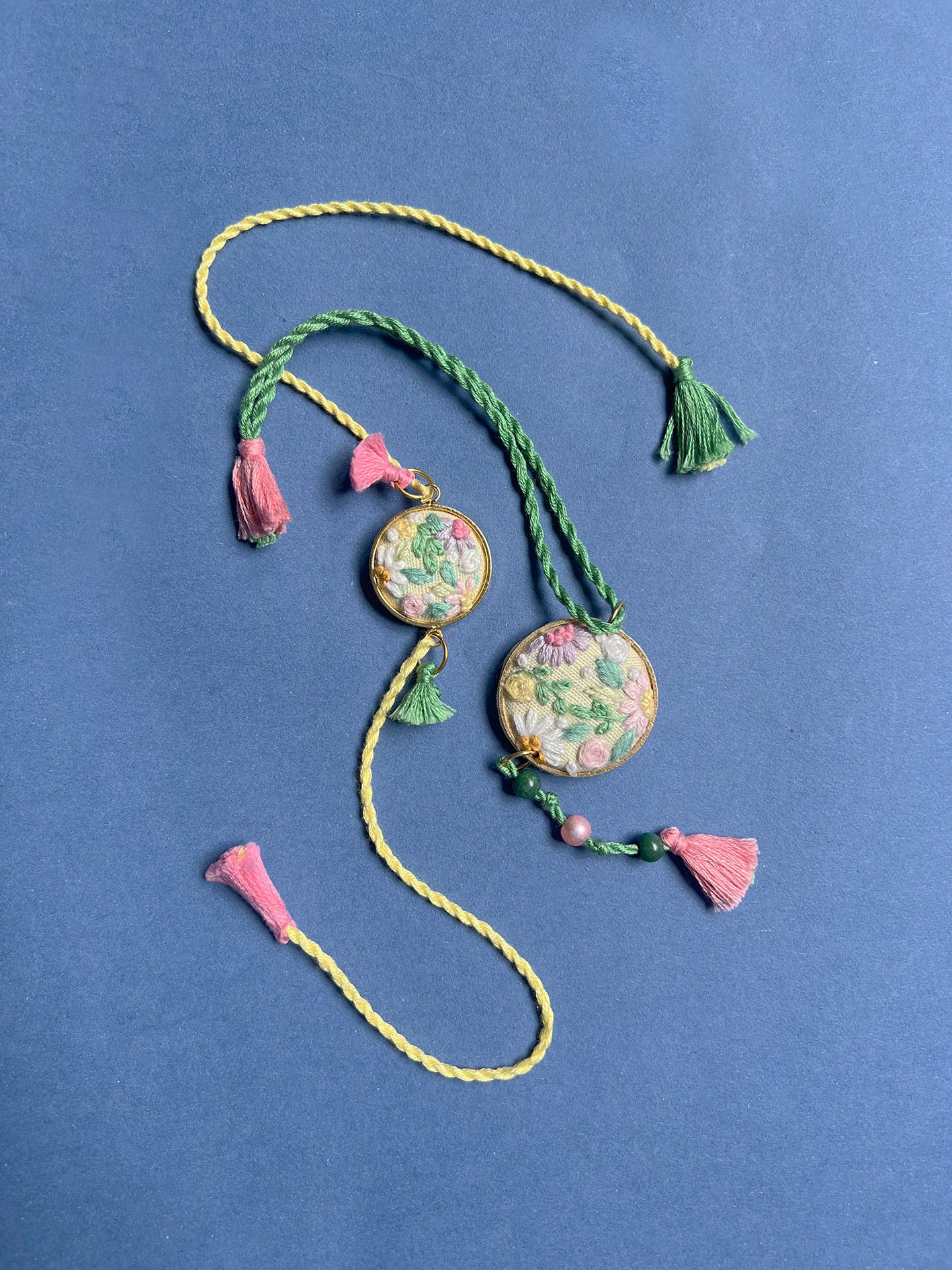 Pastel Pink Floral Rakhi & Lumba set