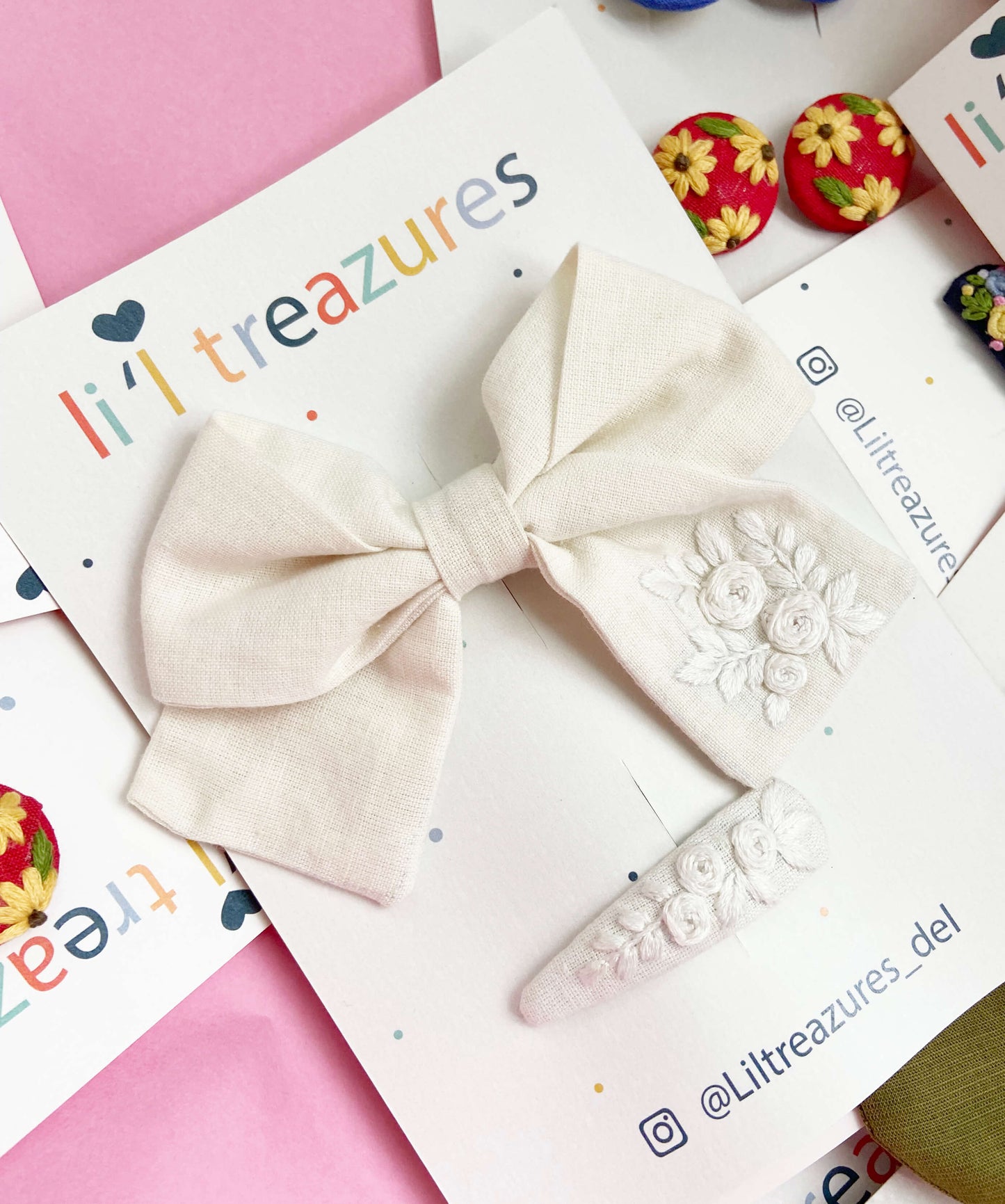 Snow White Bow clip | Cotton linen