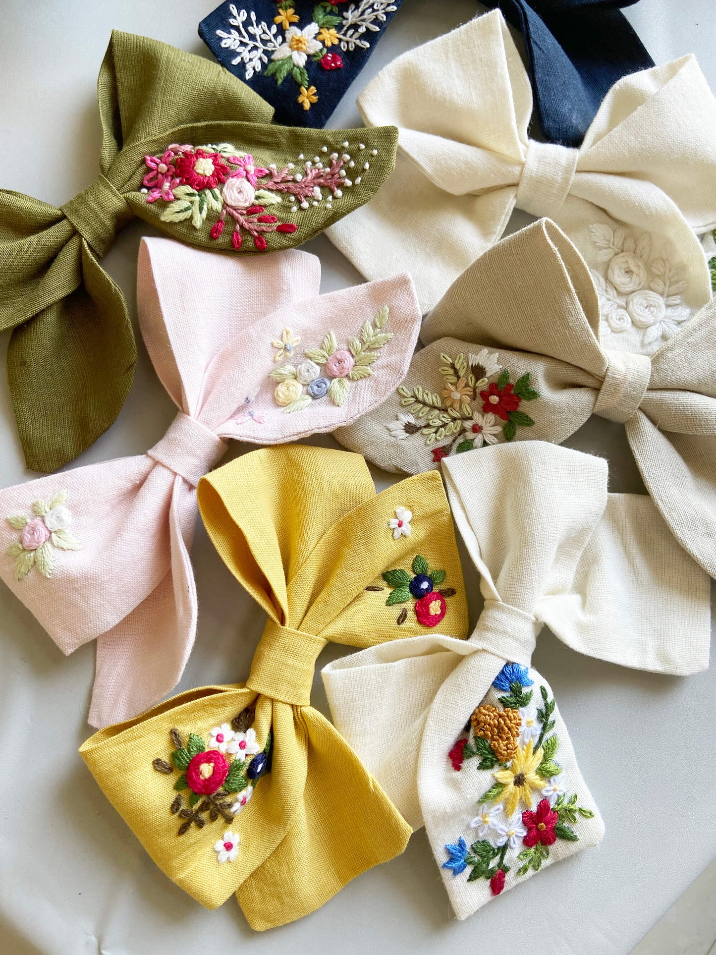 Yellow Ochre Bow clip | Cotton linen