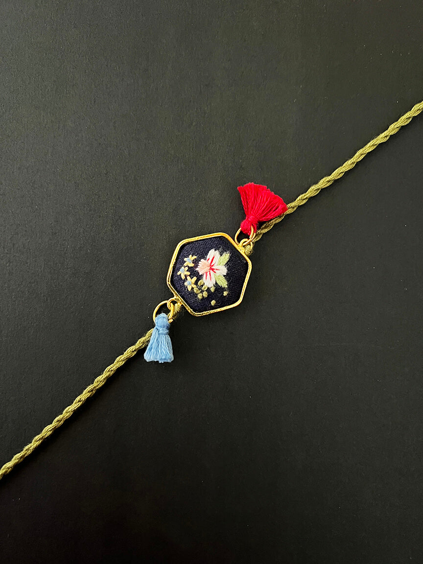 Navy Flora Hexa Rakhi