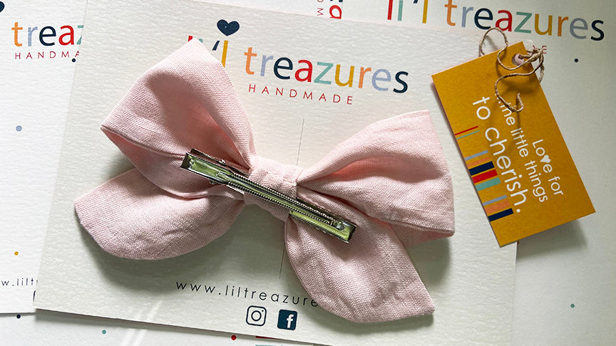 Blush Bow Hair Clip for Girls | Cotton Linen | Multicolour | Set of 3