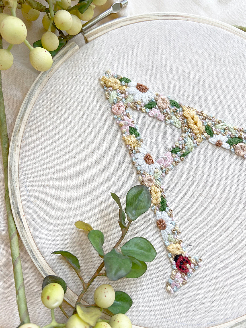 Lil Treazures Name Initial Customisable embroidered hoop | Wall hanging