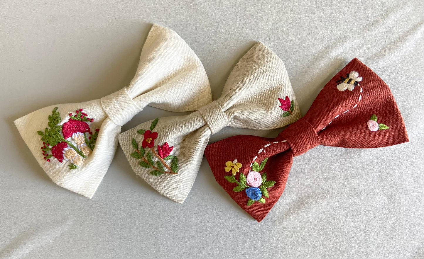 LittleBow Hair Clip for Girls | Cotton Linen | Multicolour | Set of 3