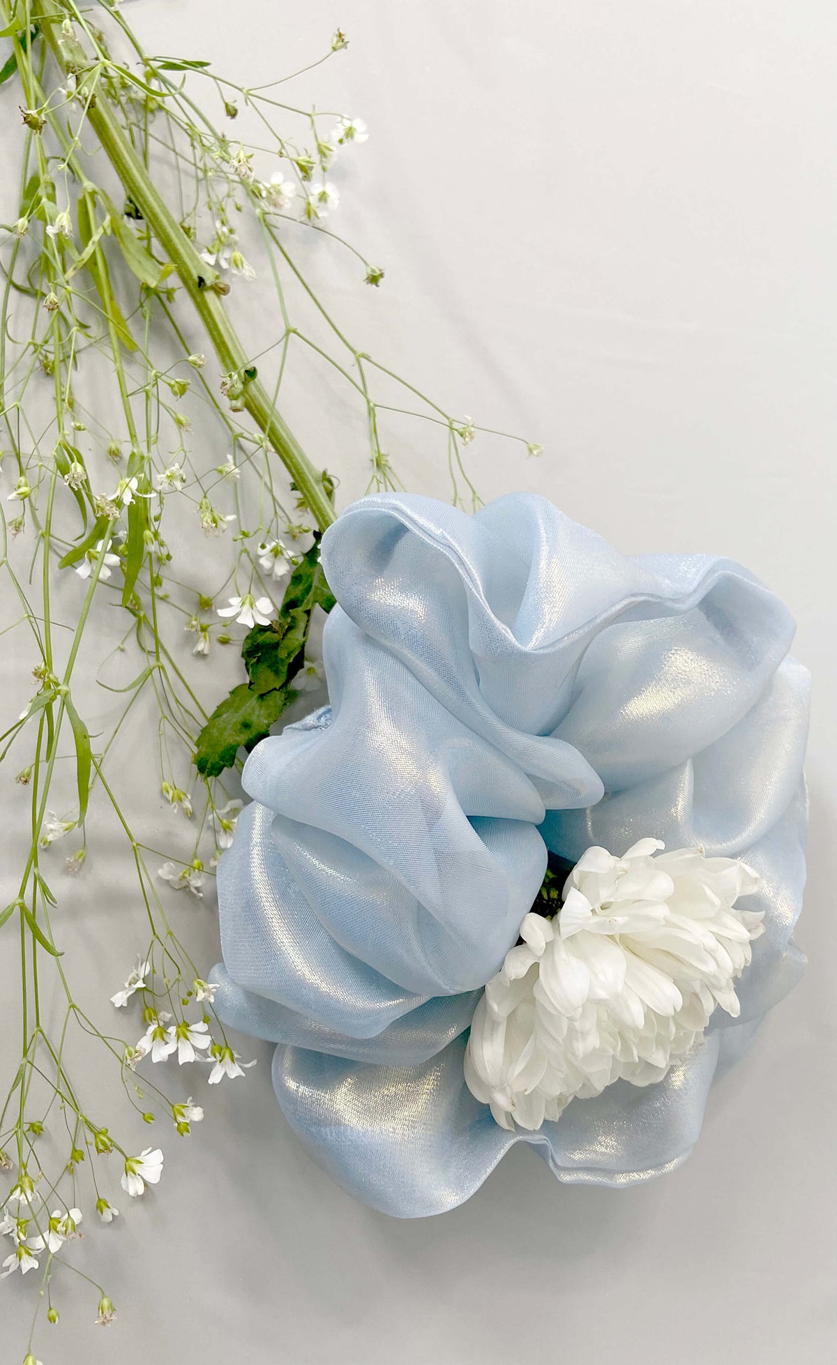 Blue Boho foil organza oversized Scrunchie