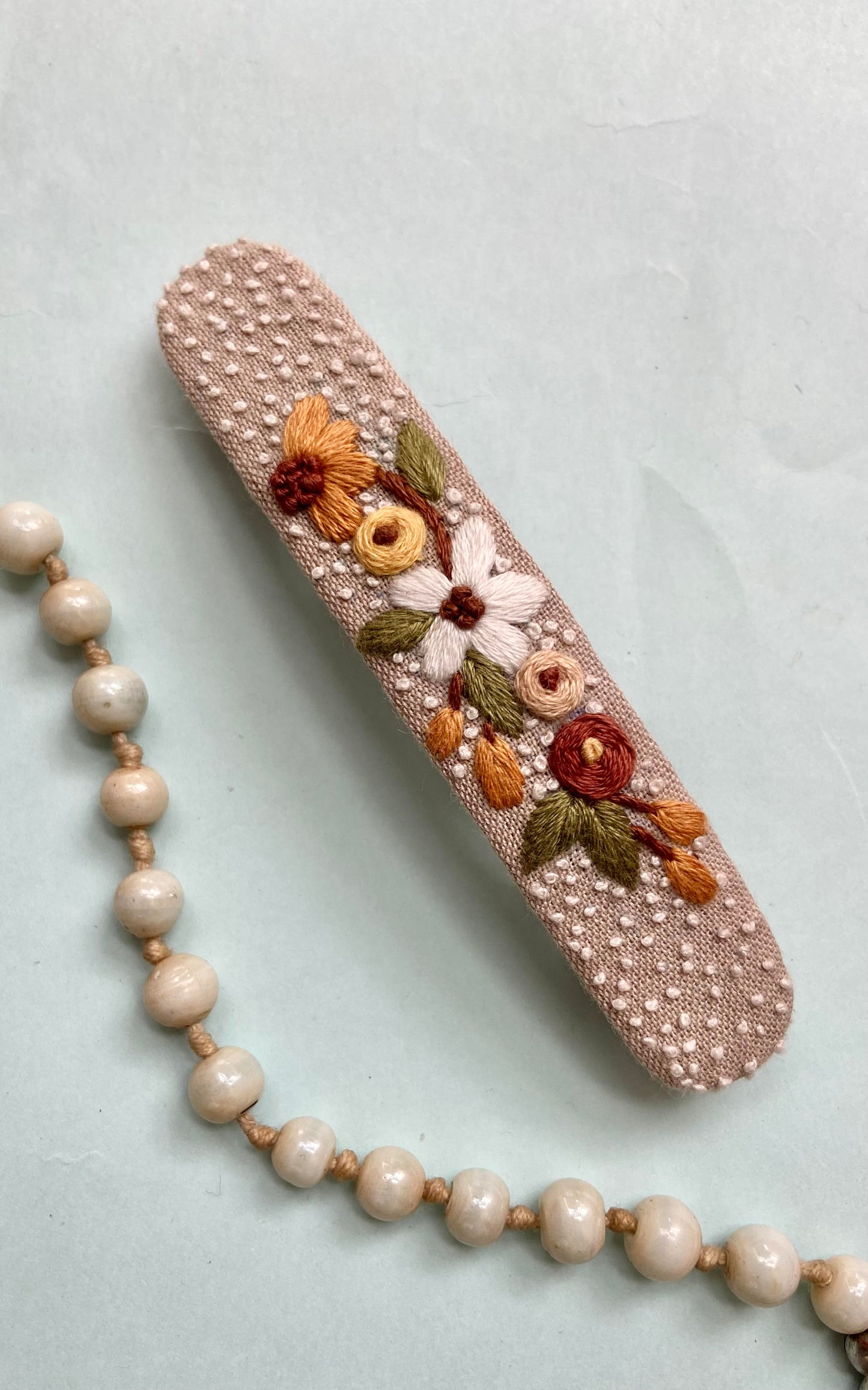 Beige bloom French barrette